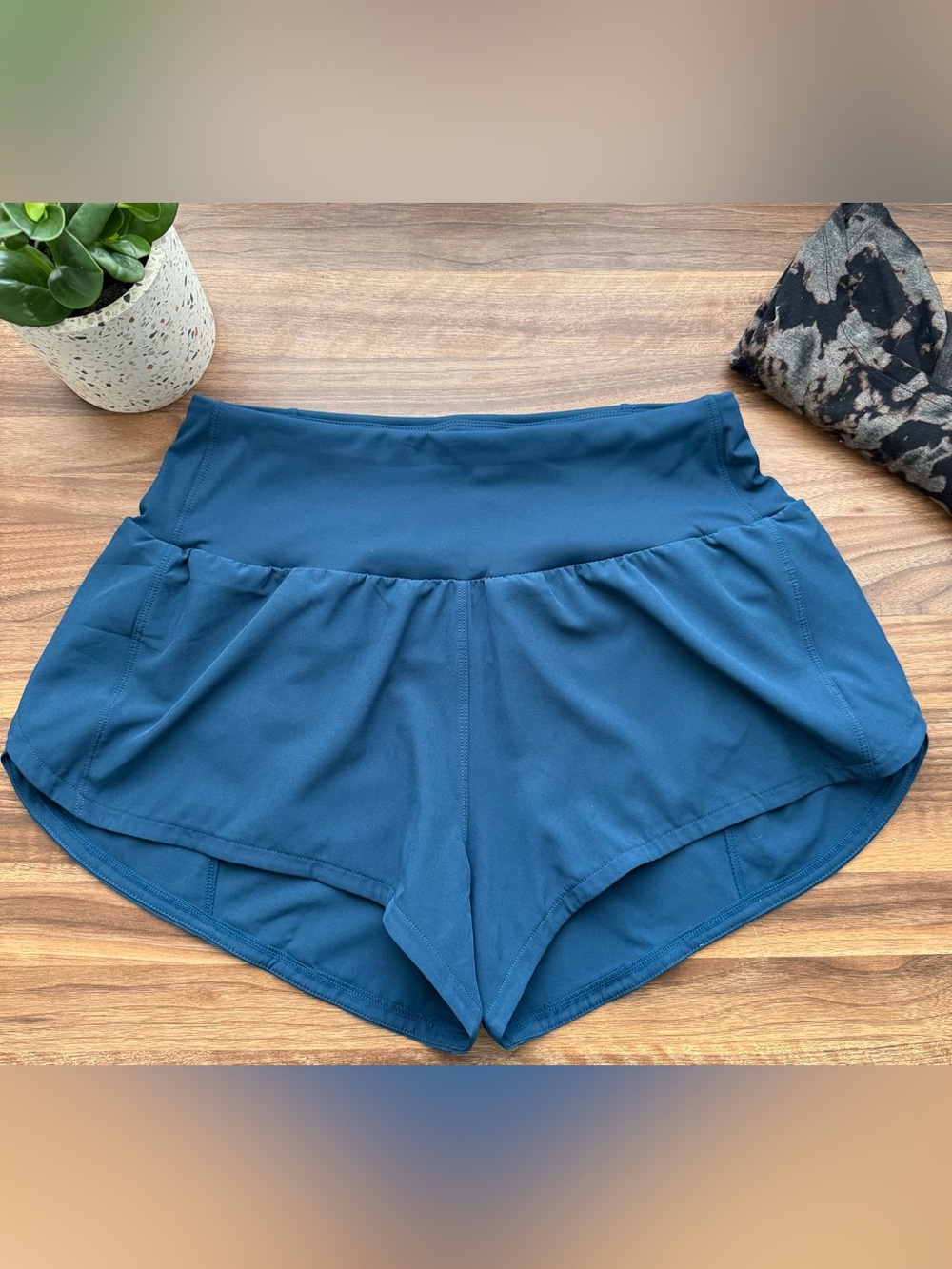 Blue Teal Running Shorts with Hidden Pockets L